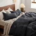 thumbnail image 3 of The Tangerine Store 2-Piece Pure Linen Duvet Cover Set (63x88 in) - Charcoal Black Twin Duvet Cover Set with Standard Shams - Pre-Washed, Handmade - Chic Home Decor, 3 of 6