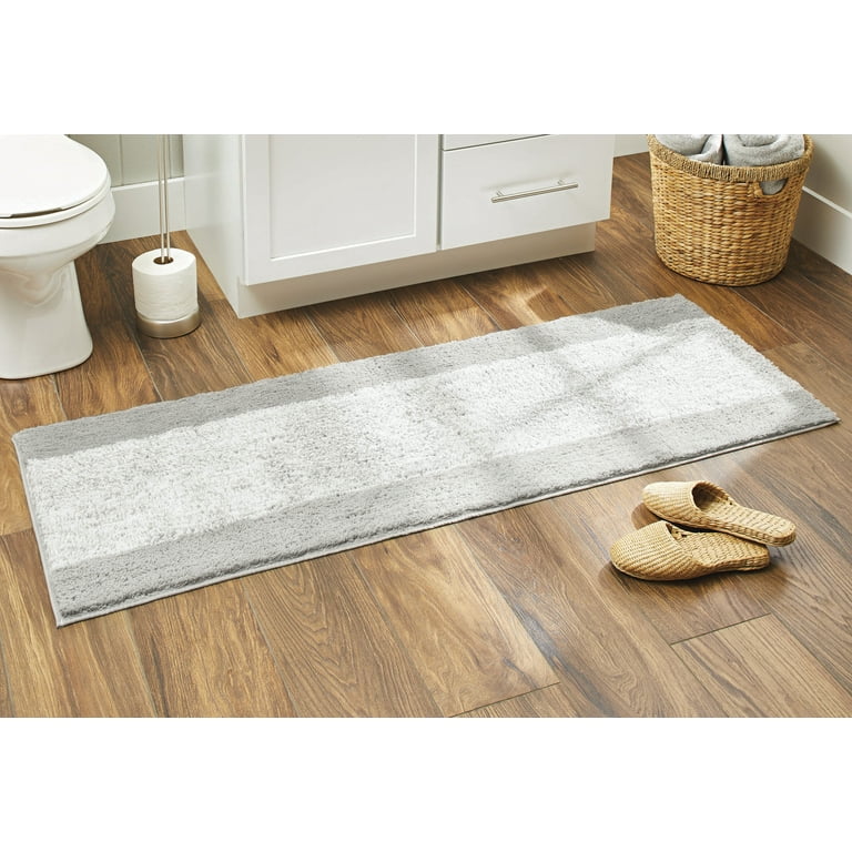 Modern Threads Reversible Contrast Stripe Bath Runner - Silver