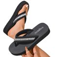 thumbnail image 4 of Fankiway Women's Rhinestone Flip Flops V Strap Non-Slip Comfortable Beach Sandals Summer Silver 5.5, 4 of 9
