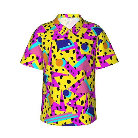 Retro 80s 90s Graphics Mens Hawaiian Shirts Casual Button Down Tshirts Short Sleeve Beachwear