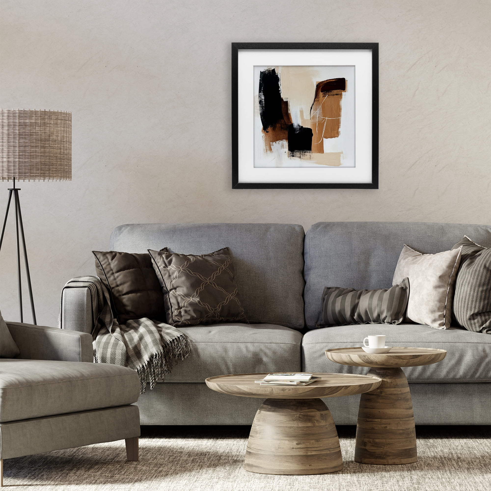 Stupell Industries Earthy Hues Neutral Balance Black Framed Print Under Glass, design by Petal Prints Design