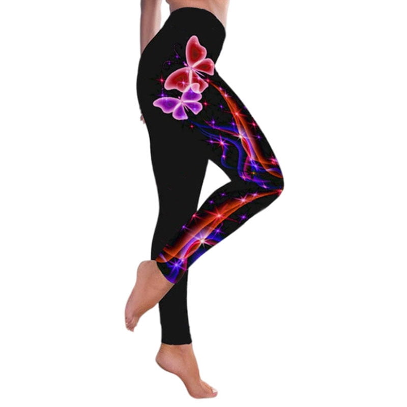 Holiday Savings! Cameland Women Fashion Butterfly Print Yoga Pants Plus  Size Casual High Waist Sport Pants 
