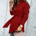 thumbnail image 4 of AOOCHASLIY Christmas Day Women Blouse Ladies Fashion Slim Casual Solid Color Pocket Lace Up The Waist Lapel Suit Coat, 4 of 5