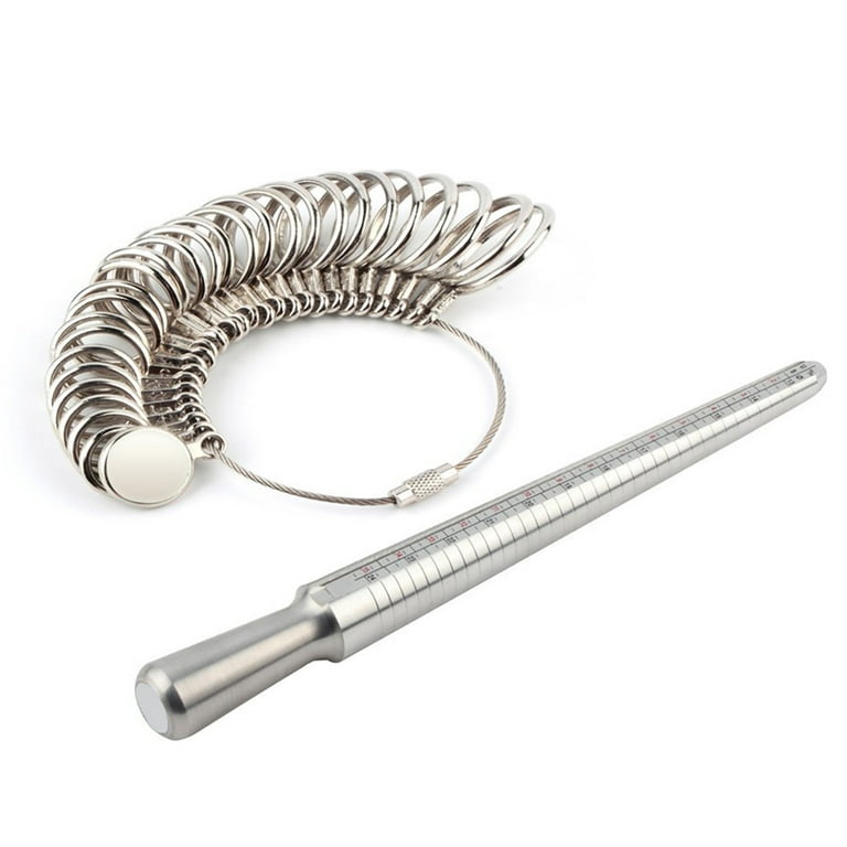 Aibecy Silver Ring-sizer Gauge Tool Finger Sizing Measuring Stick Metal  Ring Mandrel Size Set 1-13 of 27 Pcs Circle Models