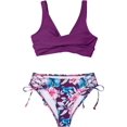 thumbnail image 1 of Traje de baño de bikini para mujer Traje de baño de dos piezas con cordones cruzados en la parte delantera, 1 of 3