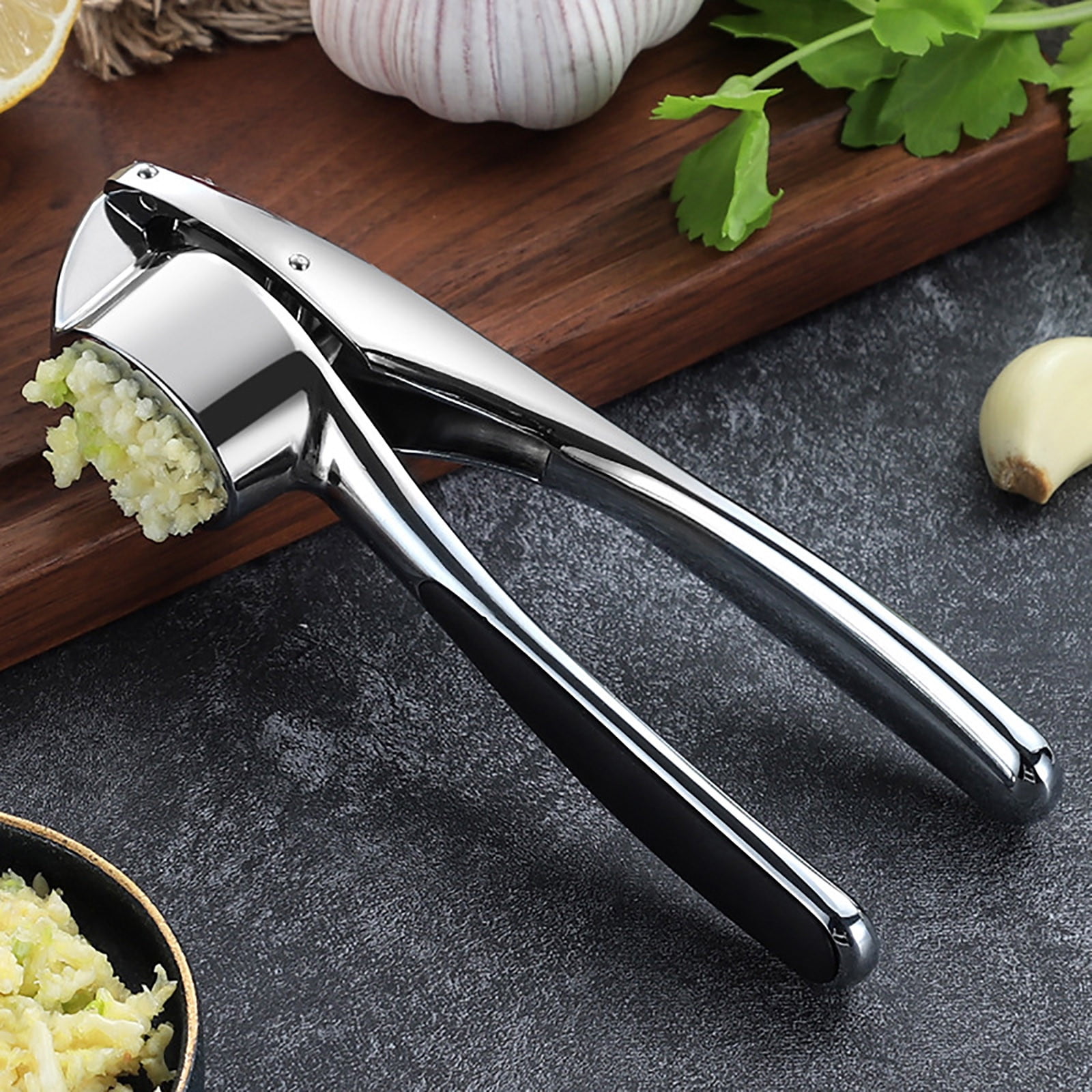 Kitchen Premium Garlic Press with Soft, Easy to Squeeze Handle Includes  Silicone Garlic Peeler & Cleaning Brush - 3 Piece Garlic Mincer Tool -  Sturdy Ea - China Food Chopper and Manual