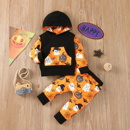 

Promotion!Toddler Boy Clothes Set Printed Hooded Sweatshirt Long Pants Long Sleeve Hoodie Tops + Pants Outfit Set