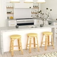 thumbnail image 6 of Home Square Rattan Round Backless Counter Stool in Yellow & White - Set of 2, 6 of 7