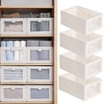 thumbnail image 2 of Paquete de 8 Contenedores de Almacenamiento, Contenedores de Almacenamiento para Organizar Ropa, Jeans, Armario - Organizadores de Armario y Almacenamiento Beige, 2 of 5