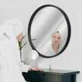 thumbnail image 5 of HBCY Creations Black Round Wall Mirror - 27.5 Inch Large Round Mirror, Rustic Accent Mirror for Bathroom, Entry, Dining Room, & Living Room. Metal Wall Mirror, 5 of 11