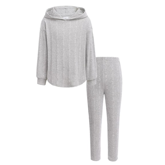 Arshiner Girl's Sweatshirt and Sweatpants Set 2 Piece Outfits Rib-Knit Sweatsuits Cute Pullover and Pants for Kids