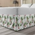 thumbnail image 1 of Palm Tree Bed Skirt, Tropical Island Inspired Pattern with Flamingo Birds Hibiscus Flowers Watercolors, Elastic Bedskirt Dust Ruffle Wrap Around for Bedding Decor, 4 Sizes, Multicolor, by Ambesonne, 1 of 2