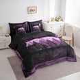 thumbnail image 3 of Homewish Bear Animal Bedding Comforter Set 7pcs, Rustic Countryside Queen Bedding Sets, Purple Wooden Plank Cabin Reversible Queen Sheet Sets, Ultra Soft Bedroom Decor, 3 of 7