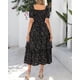 thumbnail image 3 of Vestido casual BTFBM para mujer con cuello cuadrado y manga abullonada, 3 of 9