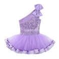 thumbnail image 5 of iEFiEL Kids Girls One Shoulder Bowknot Sequined Ballet Dance Gymnastics Leotard Tutu Dress, 5 of 7