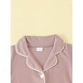 thumbnail image 5 of Biezeib Girls and Boys Romper Pajama Lapel Neck Short Sleeve Contrast Trim Button Down Waffle Jumpsuit Infant Toddler Sleepwear Clothes, 5 of 6