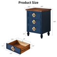 thumbnail image 6 of Yardi Yarda Vintage Farmhouse End Table with Floral Knobs, 19" Rustic Nightstand with 3 Drawers Gourd Legs, Bedside Table for Indoor, Blue, 6 of 9