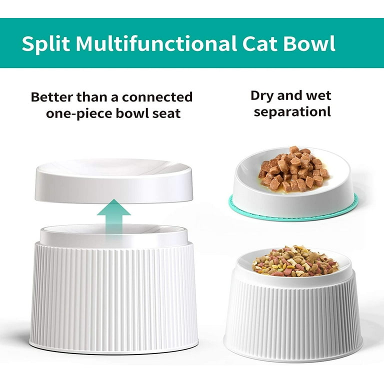 0°/15° Tilted Raised Cat Food Bowl Set, Stuffygreenus Stainless Steel Cat  Dog Feeding Bowls for Food Water Anti Vomiting Elevated with Stand  Ergonomic