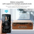 thumbnail image 4 of yeacher Retro Wooden CD Player with Bluetooth, USB, and Line-in Modes, Dual Speakers, Volume Knob, Dust Cover, Remote Control, and 2000mAh Battery in White, 4 of 7