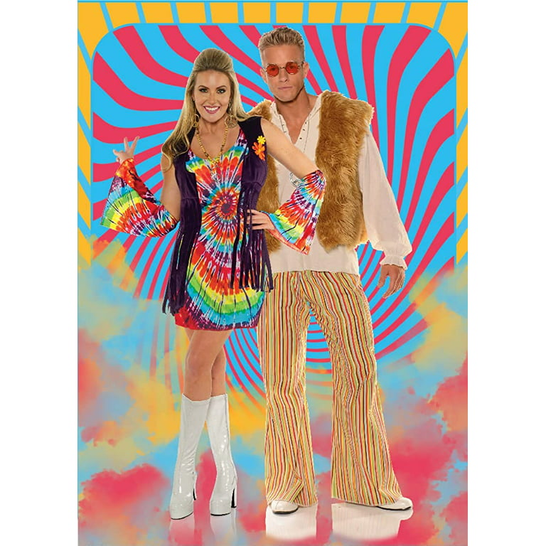 2023 New Hippy Fancy Dress Set Of 4 Pcs Party Costume Set 60s 70s