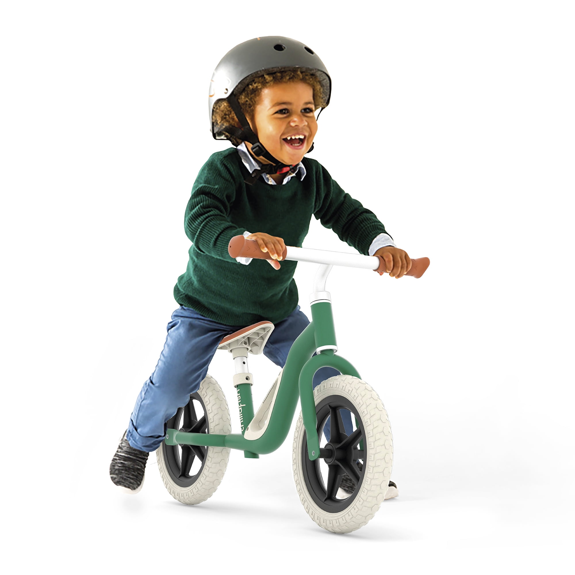 Chillafish Charlie Lightweight Toddler Balance Bike with Carry Handle, Adjustable Seat and Handlebar, Puncture-Proof 10-inch Wheels, for Kids 18-48 Months, Forest