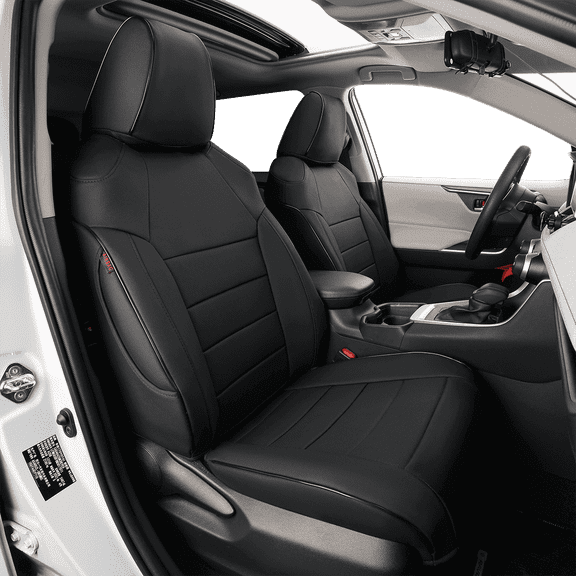 EKR Rav4 Car Seat Covers Custom-Fit for Toyota RAV4 LE,XLE,XLE Premium,Limited 2019-2025 Full Set Faxu Leather Seat Cushion Waterproof Automotive Seat Protectors(Black)