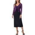 thumbnail image 2 of INSPIRE CHIC Women's Ruffle Long Sleeves Casual Self Tie Bolero Mesh Shrugs M Purple, 2 of 6