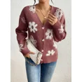 thumbnail image 6 of Floral Pattern Button Down Knit Cardigan, Elegant Long Sleeve Sweater, Women's Clothing, 6 of 7