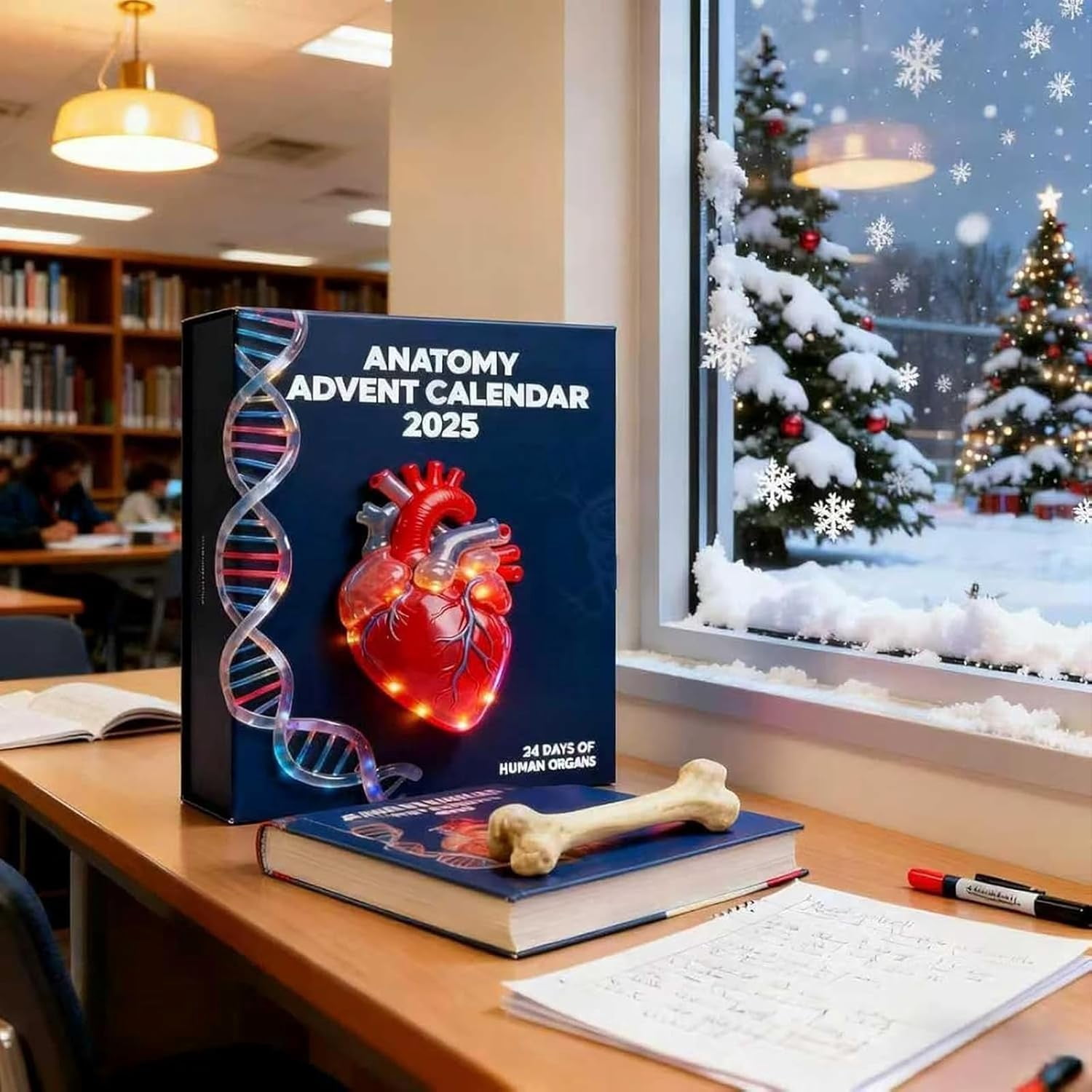 2025 Anatomy Advent Calendar, 24 Days Christmas Countdown Calendar, 24 Mini Acrylic Human Body Models Christmas Countdown Set, Fun Gift for Students, Science Fans and Holiday Home Decor(3pcs)