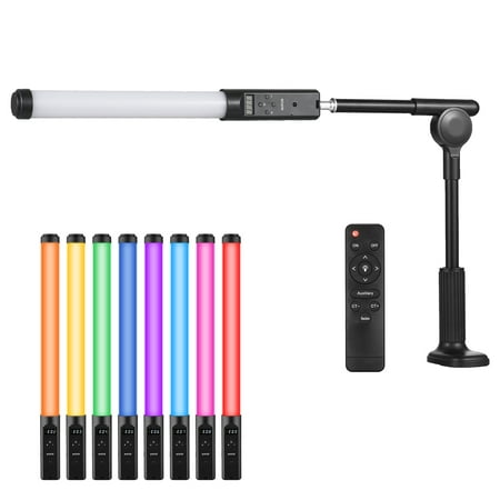 Image of Handheld Tube with Desktop Clip-on Stand Remote Control Video Wand 3200K-5500K Dimmable 9 Colorful Effects Built-in Battery for Vlog Live Streaming Product Photography