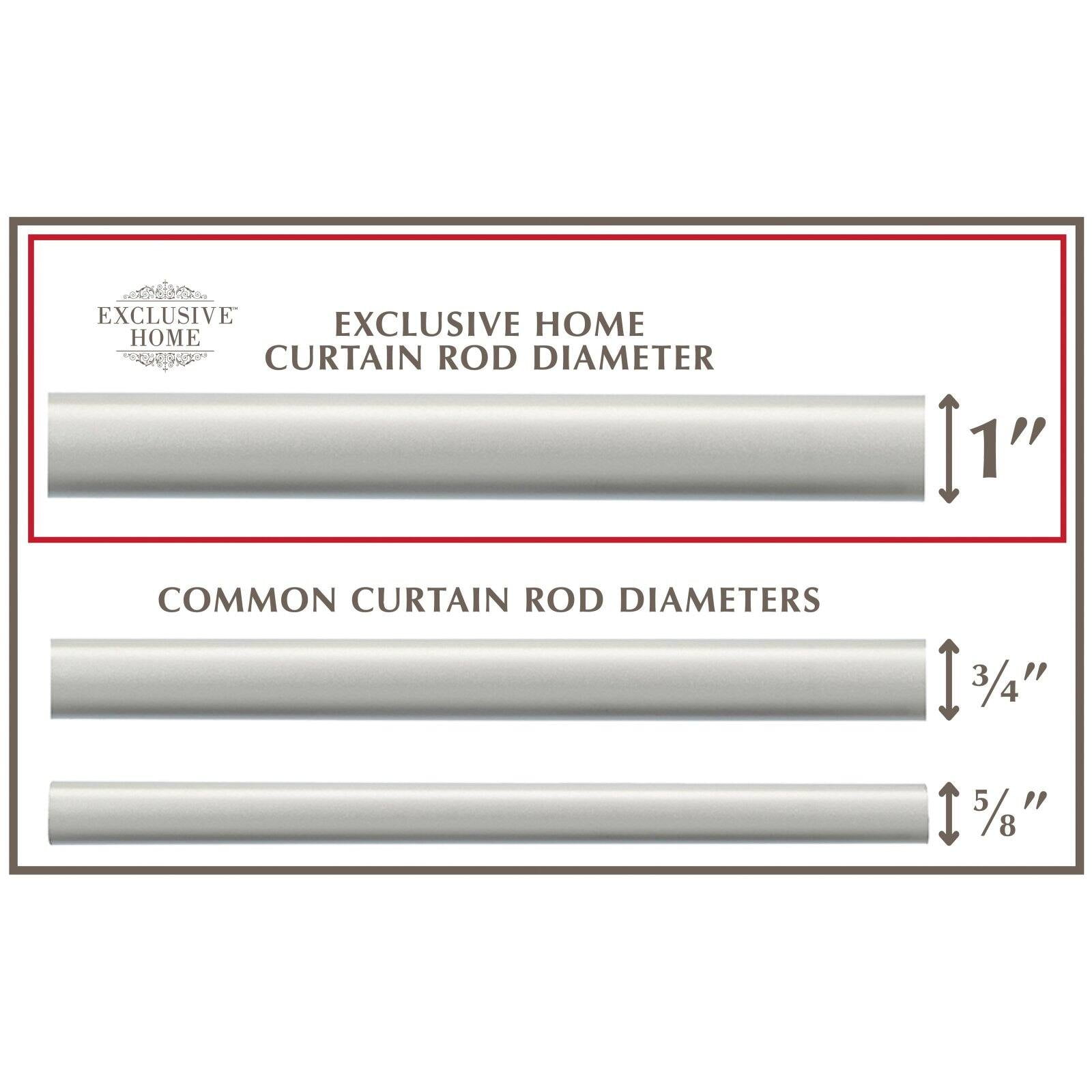 Exclusive Home White Mosaic 1" Curtain Rod and Coordinating Finial Set, Matte Silver, Adjustable 36"-72"
