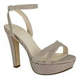 thumbnail image 2 of Women's Touch Ups Elena Ankle Strap Heeled Sandal Champagne Glitter Fabric 10 M, 2 of 2