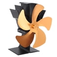 thumbnail image 4 of Ventilador de estufa de 5 aspas con motor de calor, ventilador de chimenea autogenerado para estufa de leña, color dorado, 4 of 14