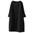 thumbnail image 2 of jjayotai Womens Dresses Women Vintage Pockets Corduroy Solid Color Long Sleeve Loose Casual Dress Flash Picks Black, 2 of 6