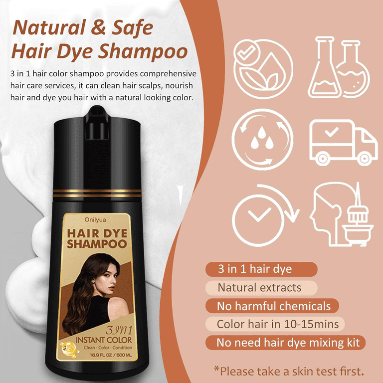 IEMOKODA Dark Brown Plant-Based Hair Color Shampoo for Women & Men