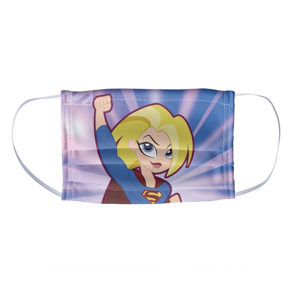 DC Super Hero Girls Supergirl Pattern 1-Ply Reusable Face Mask Covering, Kids