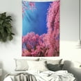 thumbnail image 3 of Floral Tapestry, Cherry Blossom with Clear Sky Sunny Day View Country Road Garden Spring Landscape, Wall Hanging for Bedroom Living Room Dorm Decor, 40W X 60L Inches, Fuchsia Blue, by Ambesonne, 3 of 5