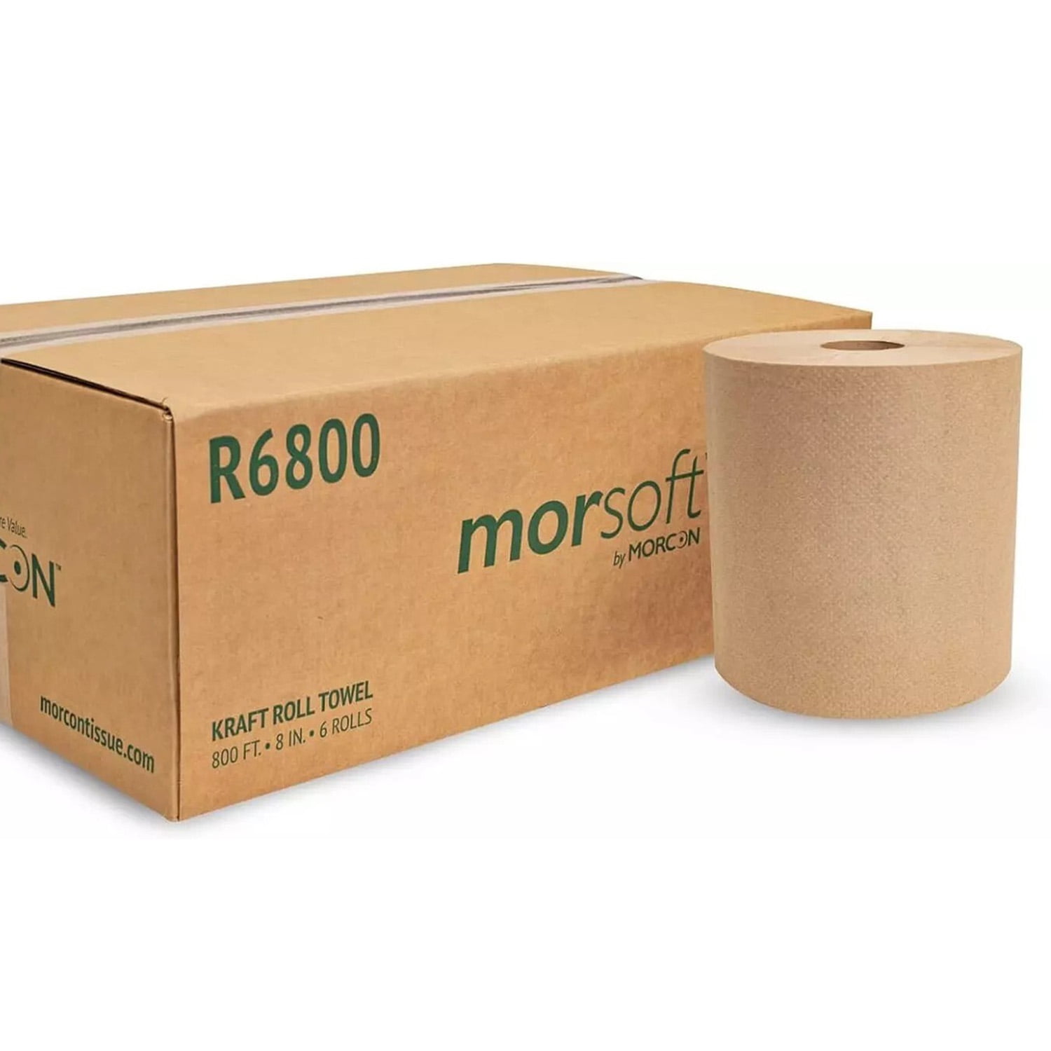 Morcon Paper Hardwound Roll Towels 8" x 800ft Brown 12 Rolls/Carton R6800