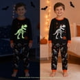 thumbnail image 5 of Rimyaw Kids Halloween Pajamas Set, Glow-in-the-Dark T-Rex Dinosaur Skeleton, 100% Cotton 2-Piece Long Sleeve Sleepwear, Black, Size 14, 5 of 7