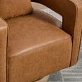thumbnail image 5 of 360° Swivel Accent Armchair with Open Back, Round Barrel Chair with Wood Weathered Base and Removable Pillow, High Density Single Sofa Chair for Living Room, Bedroom, Office, Brown, 5 of 7