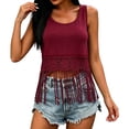 thumbnail image 2 of LEKWK Tank Tops for Women Trendy Hollow Out Tassel Hem Boho Tops Sleeveless Crew Neck Flowy Summer Shirts Fashion Beach Vacation Holiday Clothes, 2 of 6