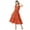 Rust Orange, variant on Moomaya Solid Cotton Sleeveless Dress, V-Neck Smocked Waist Tiered Midi Dress