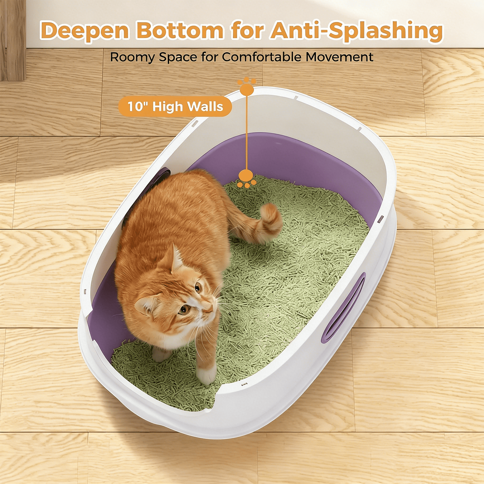Fully enclosed purple cat litter box, comes with a cat litter scoop, smooth material, suitable for medium and small-sized cats