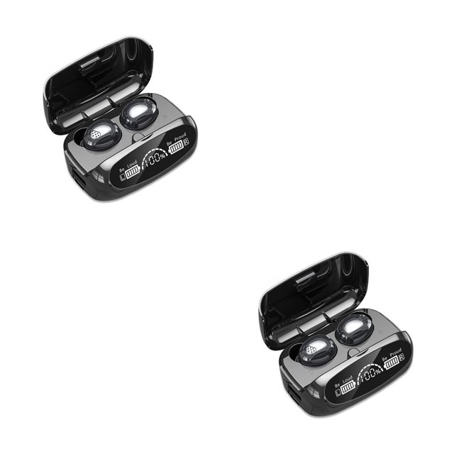 Moyic 1 par de auriculares deportivos tipo c IPX7 para juegos, auriculares compatibles con Bluetooth, auriculares con pantalla Digital LED HiFi para Negro 2piezas