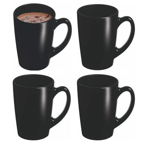 Juego De 4 Tazas De Opal Para Cafe Morning Moderna Negra