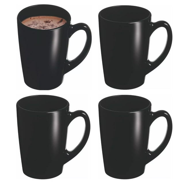 Juego De 4 Tazas De Opal Para Cafe Morning Moderna Negra
