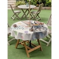 thumbnail image 3 of Happy Easter Outdoor Tablecloth - 54 Inch Round Dining Table Cover, Spring Rabbits Polka Dots Beige Burlap Waterproof Outdoor Table Cloth with Umbrella Hole & Zipper for Picnic/Patio/Party, 3 of 7