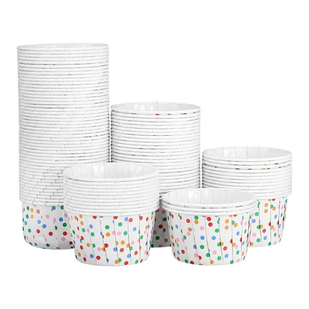 Cabilock 100 vasos de papel de lunares desechables para postre para helado de pastel de helado