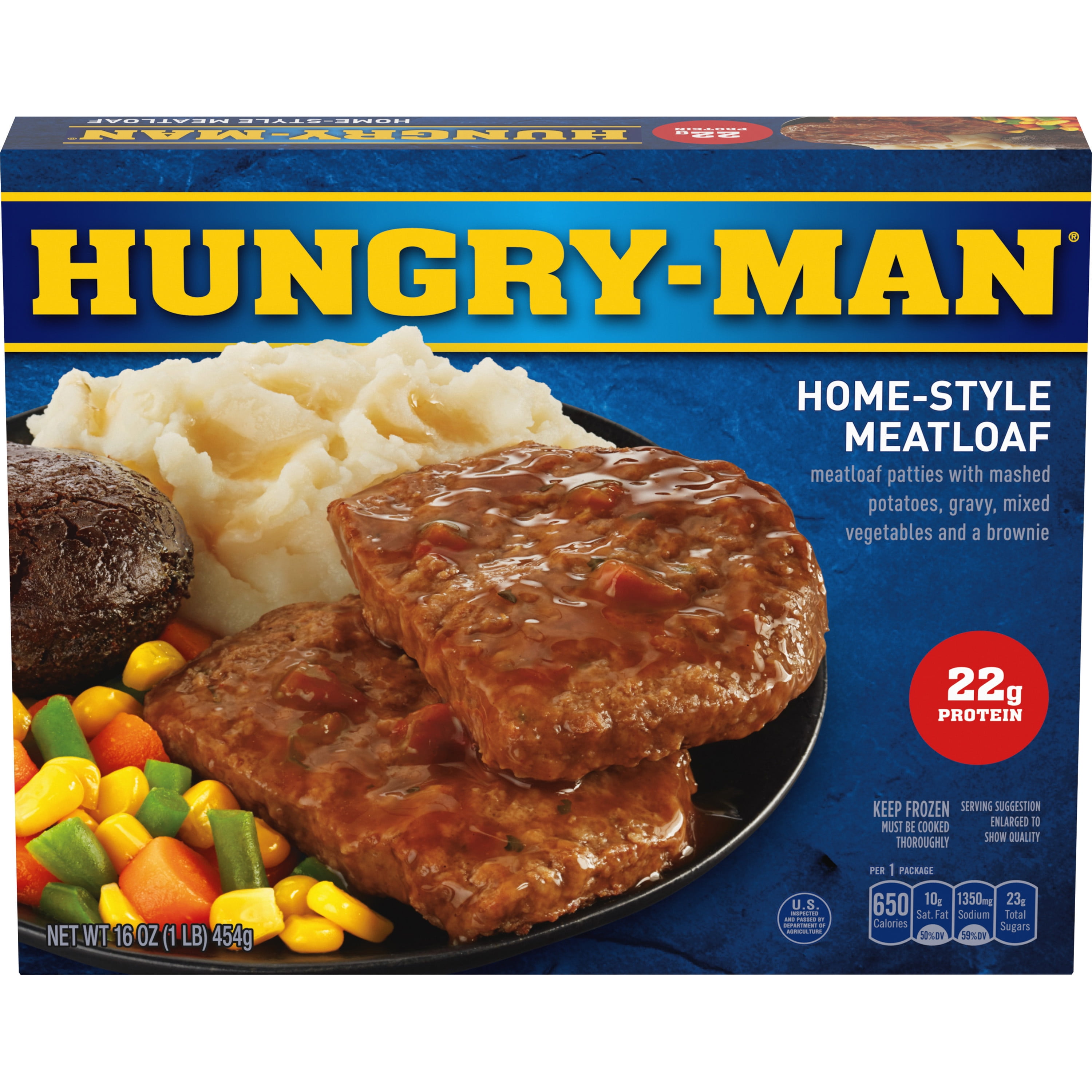 Hungry-Man Homestyle Meatloaf Frozen Dinner, 16 oz (Frozen)