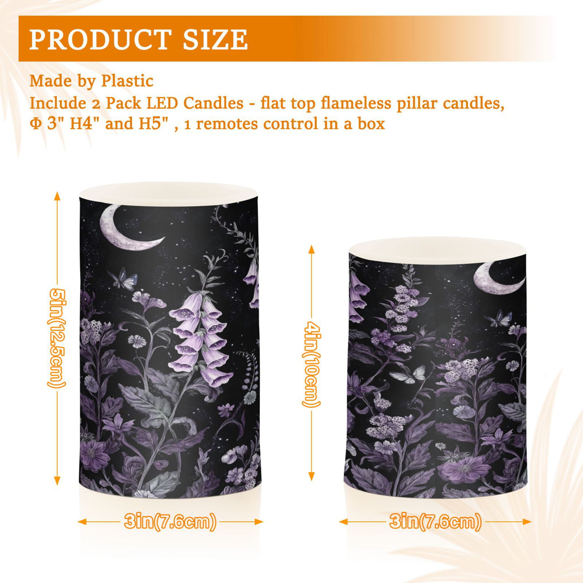 Yayeee Flameless Candles with Remote Flickering Battery Operated Multi Color Changing, Light Purple Flowers